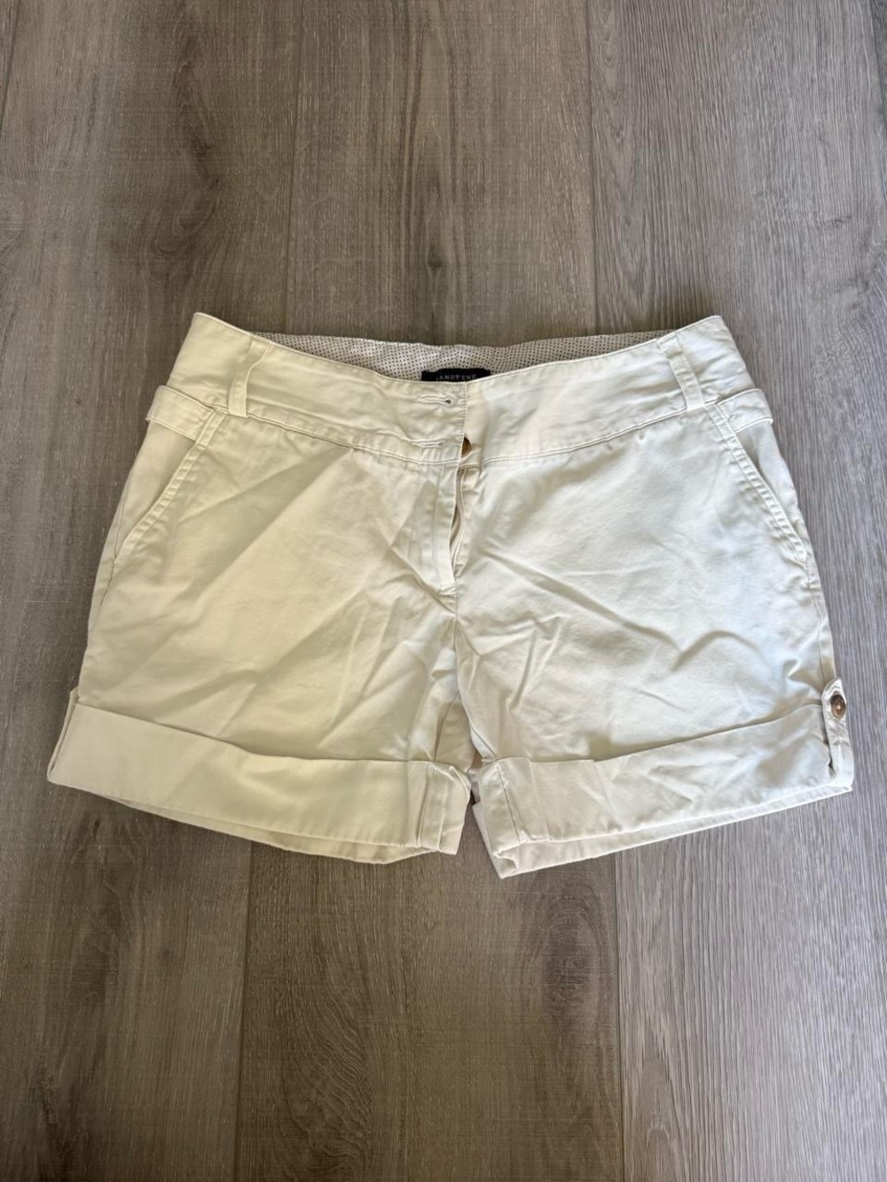 Lands' End Women's Cream Roll-Cuff Bermuda Shorts